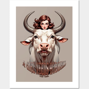 Hotwife Bull Rider With Big White Bull Hobbies Design Posters and Art